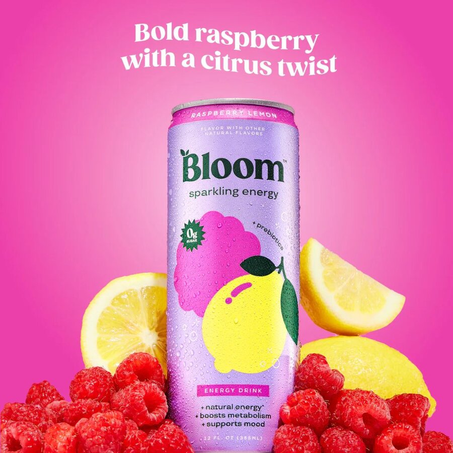 Bloom sparkling energy raspberry lemon 250 ml