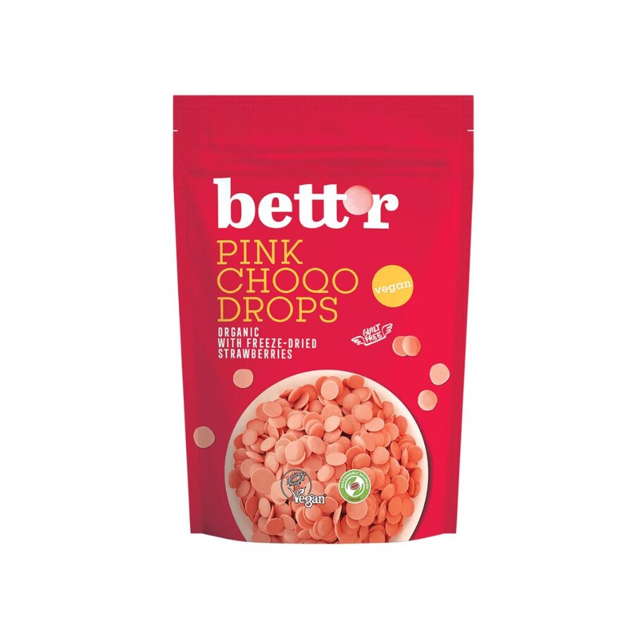 Bett’r rosa sjokoladeknapper med jordbær 200 g