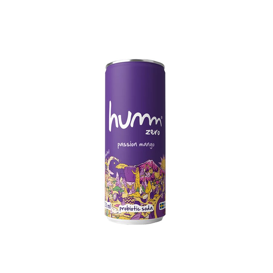 Humm zero passion mango probiotic soda 330 ml