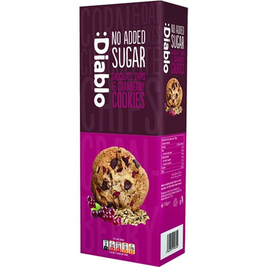 Diablo chocolate chips & cranberry cookies 135 g