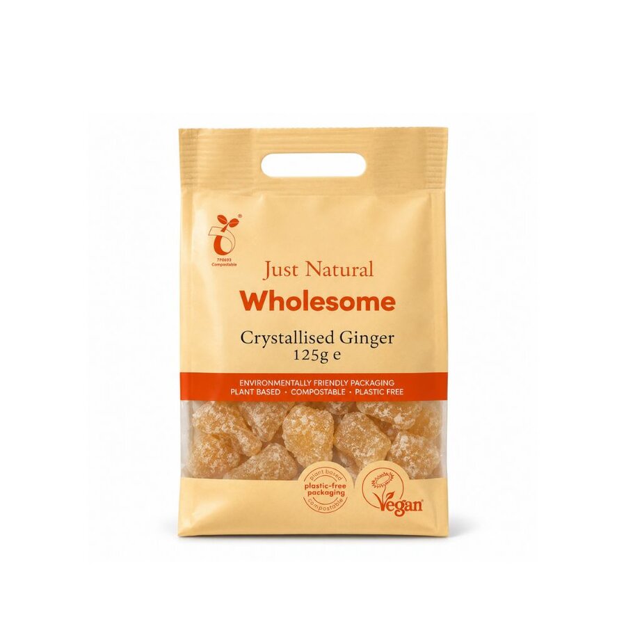 Just Natural krystallisert ingefær 125 g