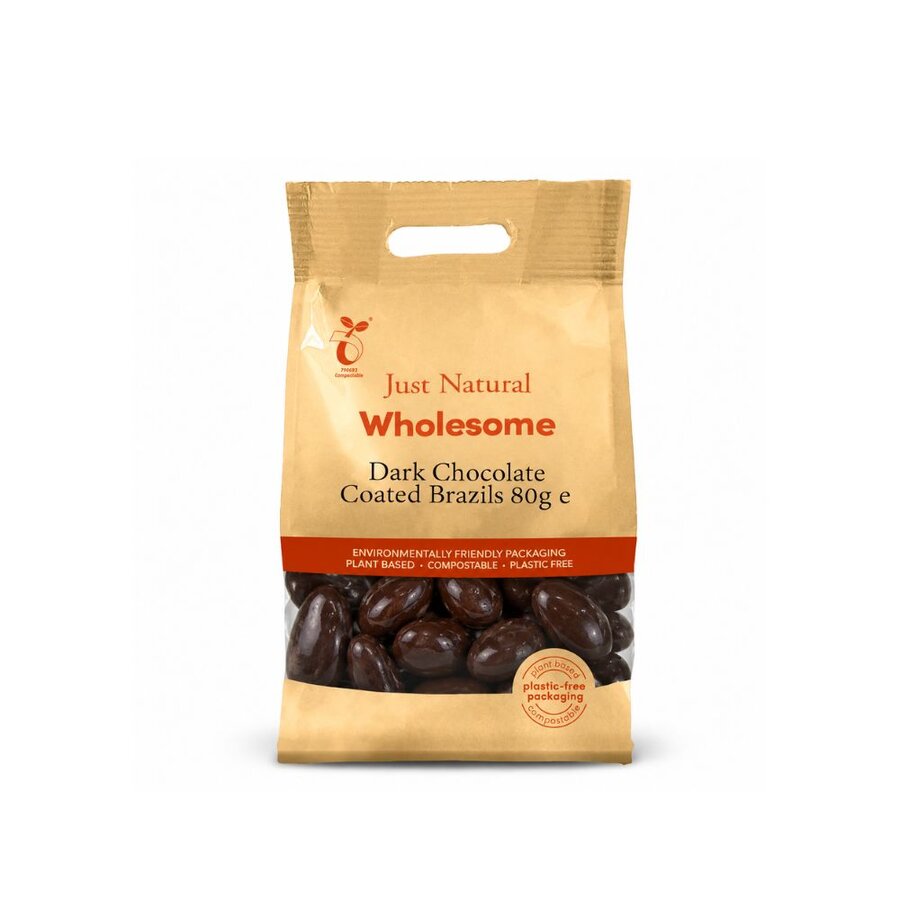 Just Natural dark chocolate coated brazils 80 g