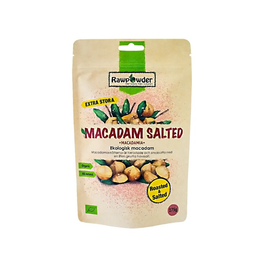 Rawpowder saltede macadamianøtter 175 g