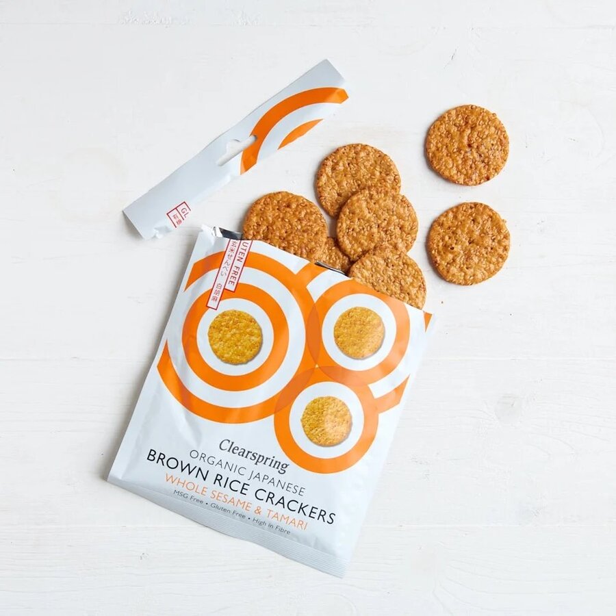 Clearspring brown rice crackers whole sesam & tamari 40 g