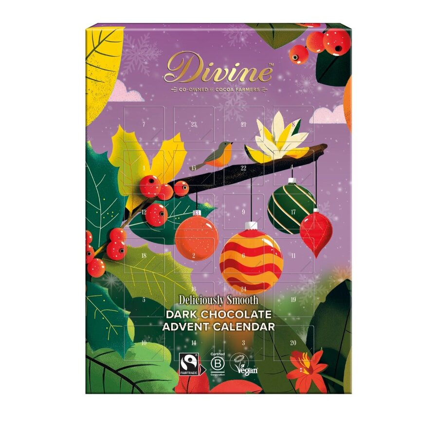 Divine vegansk julekalender mørk sjokolade 85