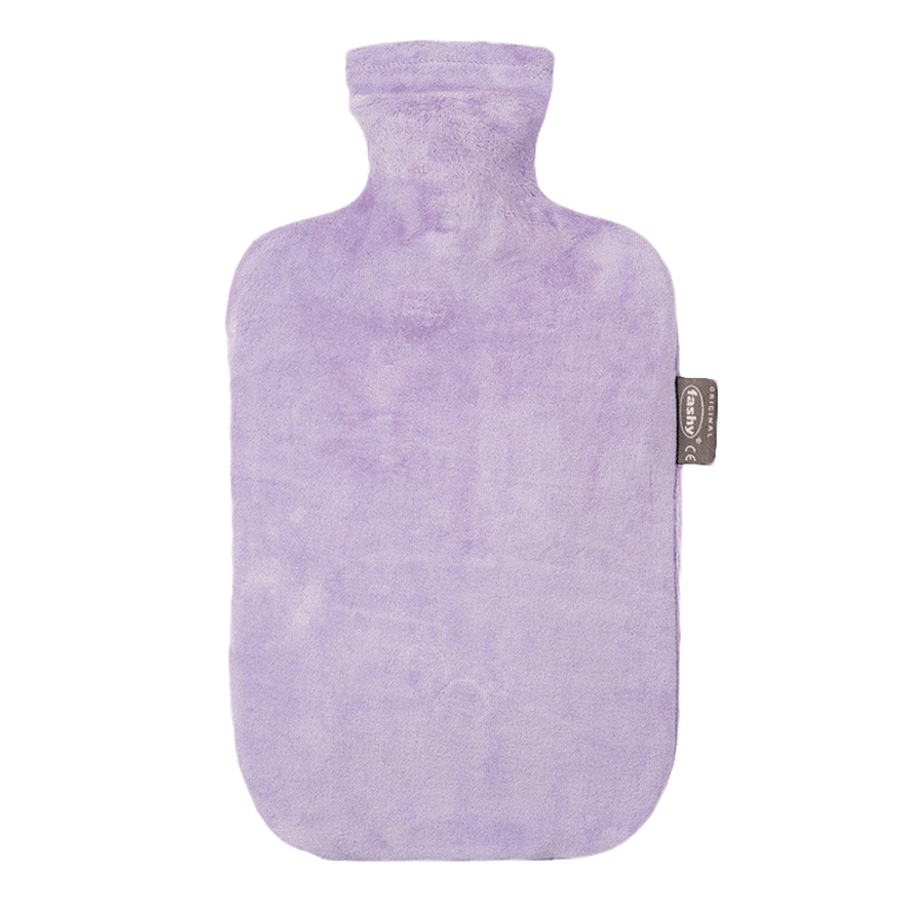 Fashy fleece varmeflaske lilla blå trekk 2 L