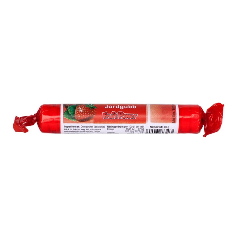 Fruit Power druesukker tabletter jordbær 40 g