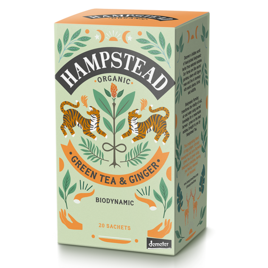 Hampstead Tea økologisk green tea ginger tea 20 poser