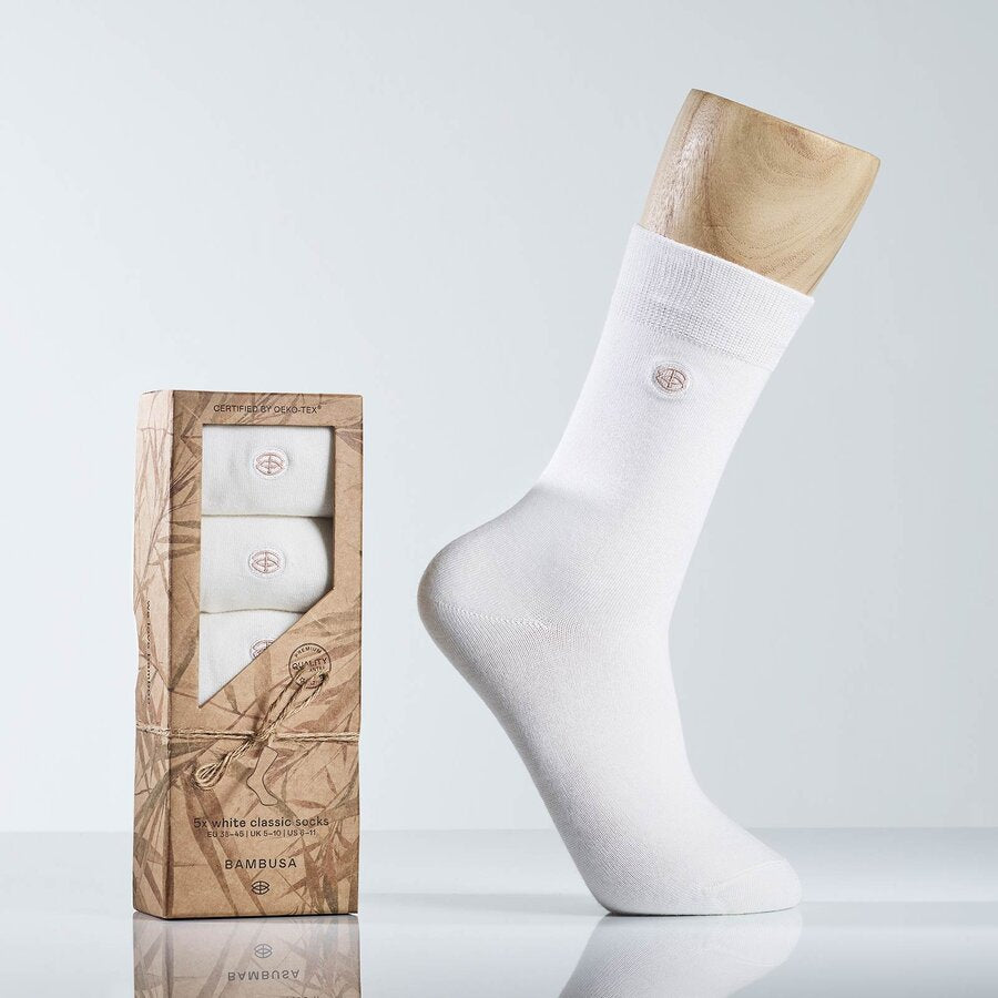Bambusa dressokker naturhvit 5 par