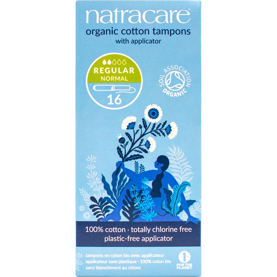 Natracare bomullstampong regular med applikator 16 stk
