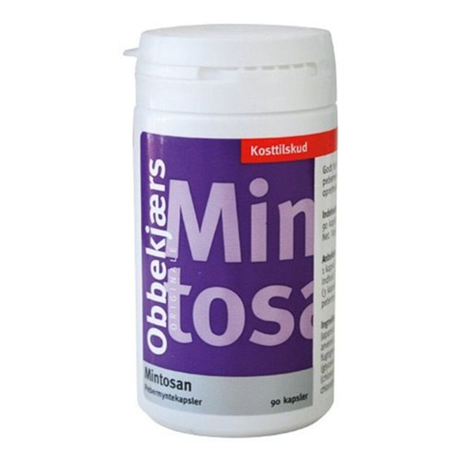 Obbekjærs mintosan peppermynte 200 mg 90 kap