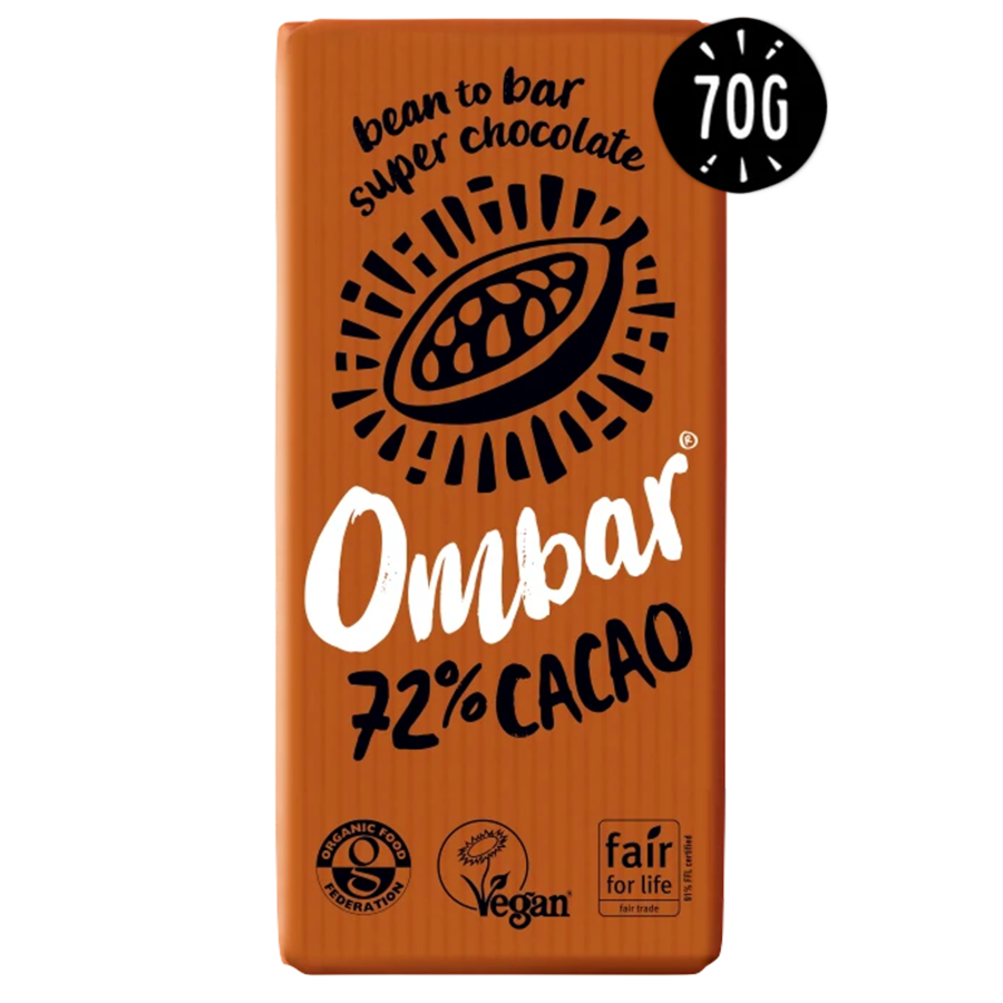 Ombar økologisk probiotisk 72% mørk sjokolade 70 g