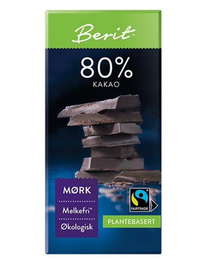 Berit mørk sjokolade 80% 80 g