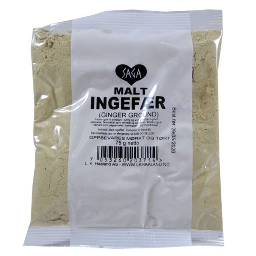 Saga malt ingefær pose 50 g