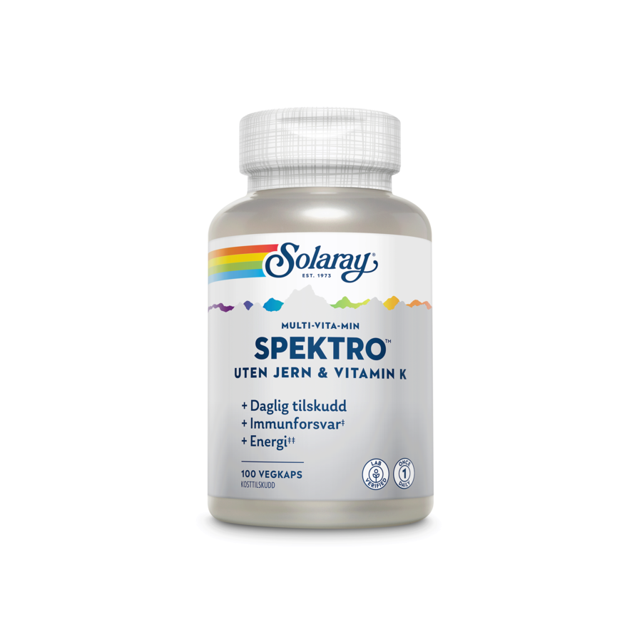 Solaray spektro uten jern & vitamin K 100 kapsler