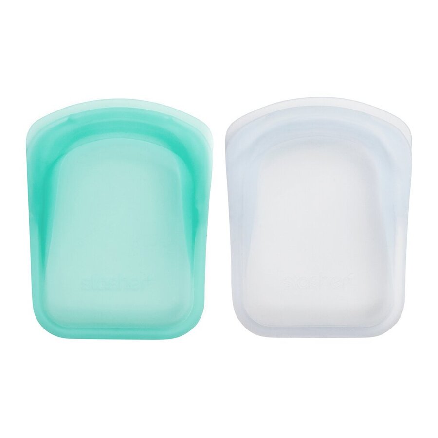 Stasher silicone pocket bag clear / aqua 2 stk
