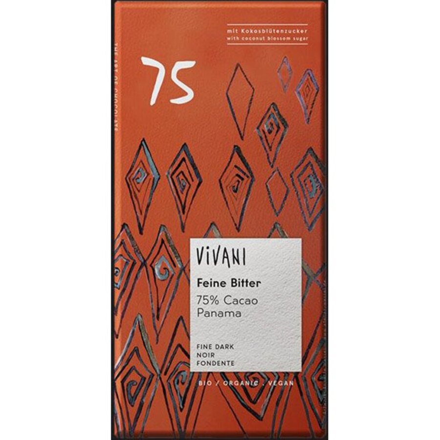Vivani 75% mørk sjokolade 80 gr