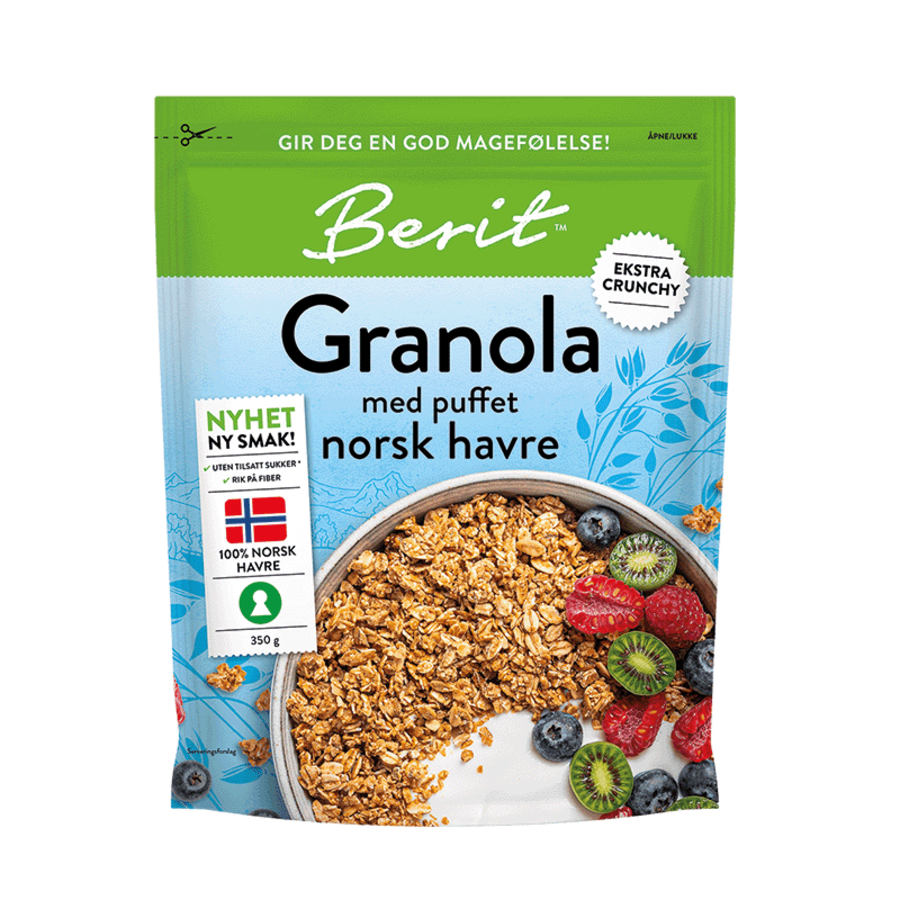 Bn Granola Med Puffet Norsk Havre 350 Gr.