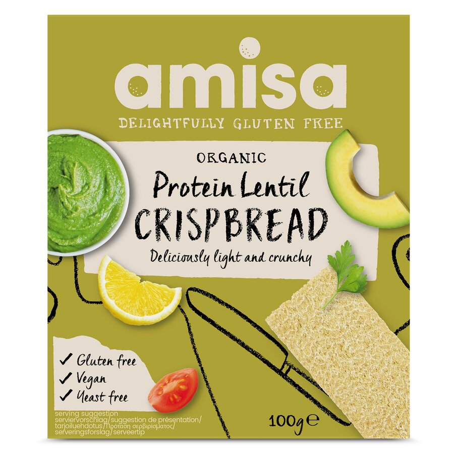 Amisa Protein Linseknekkebrø Øko 100gr
