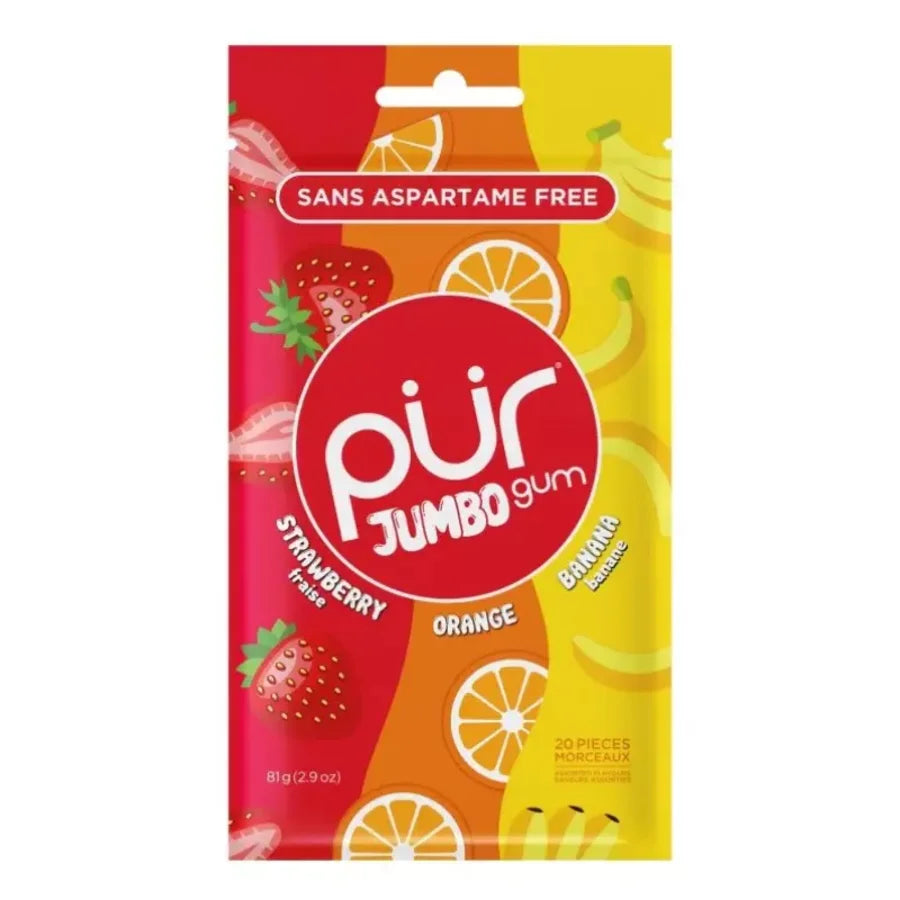 The Pur jumbo gum strawberry banana orange 20 stk