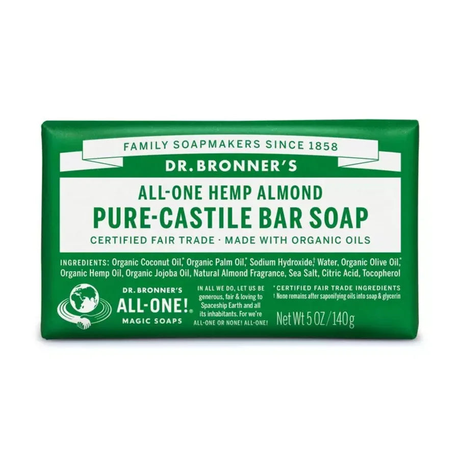 Dr Bronner pure castile såpestykke mandel 140 g