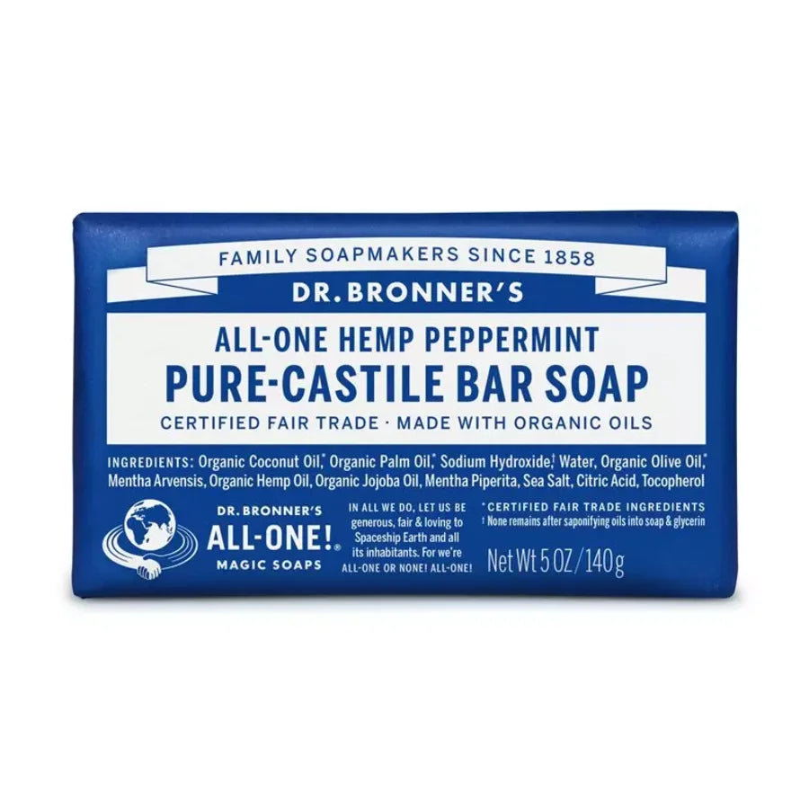 Dr Bronner pure castile såpestykke peppermynte 140 g