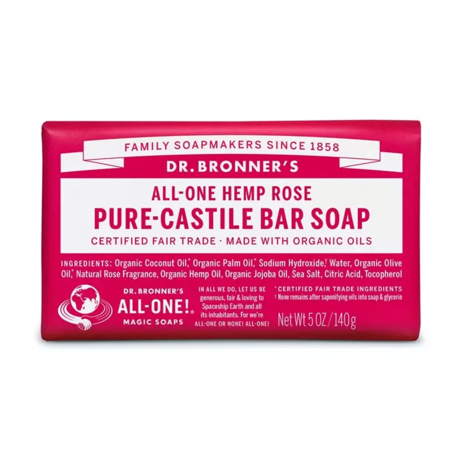 Dr Bronner pure castile såpestykke rose 140 g
