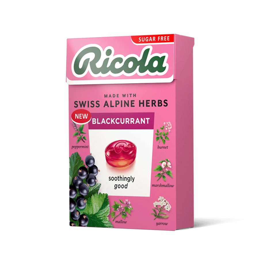 Ricola svartkirsebær sukkerfri 45 g