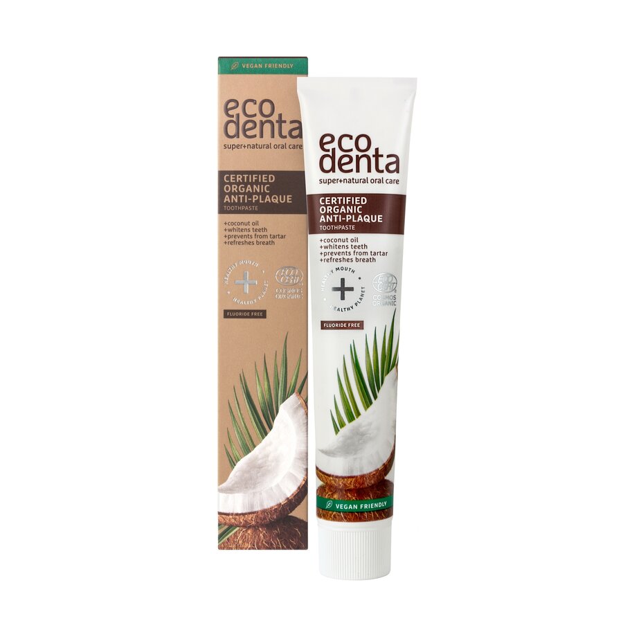 Ecodenta Anti-Plakk Tannkrem Øko U/Fluor 75ml