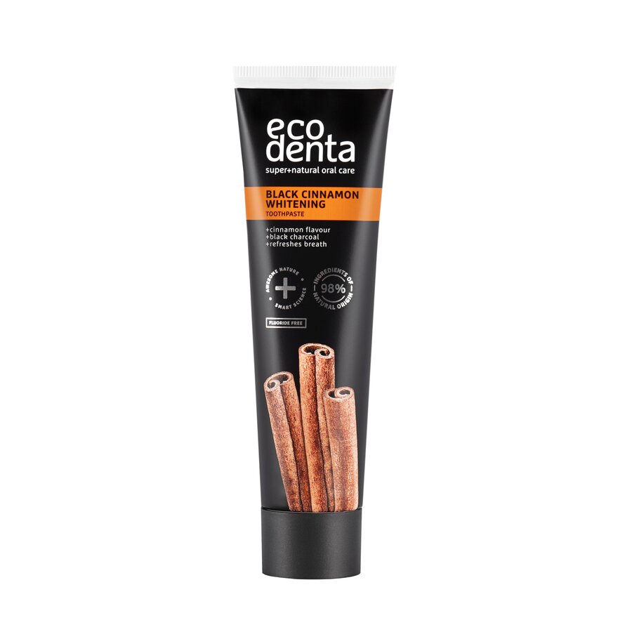 Ecodenta Black Cinnamon Whitening Tannkrem u/fluor 100ml