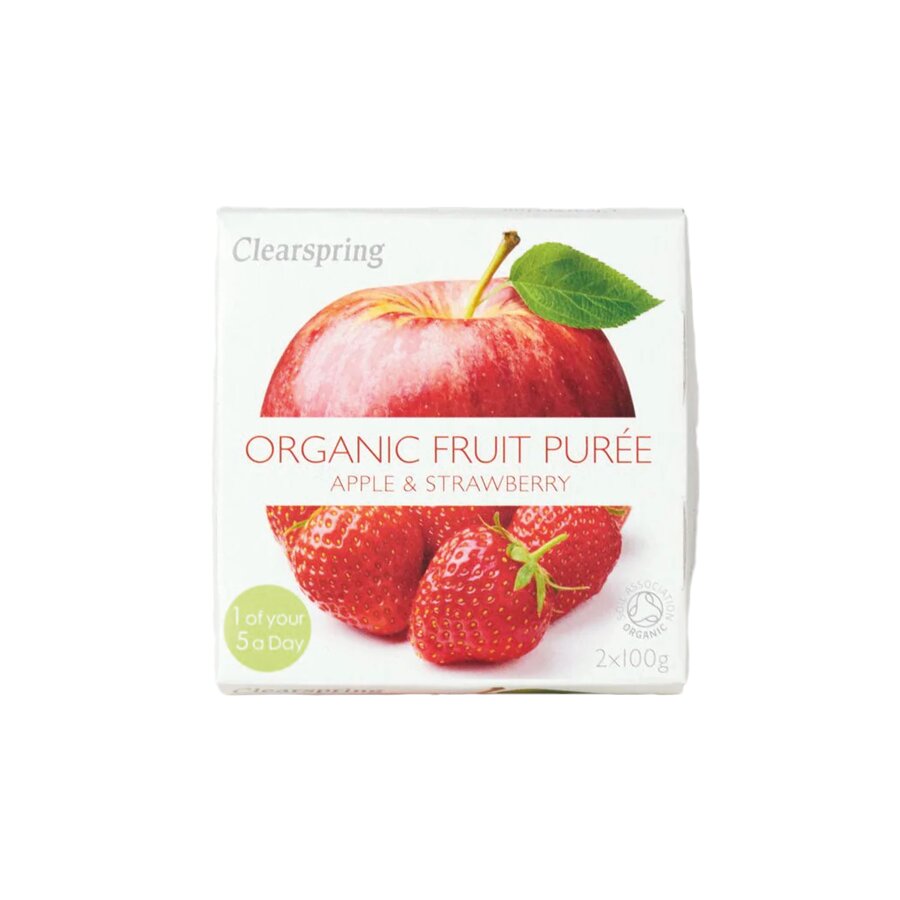 Clearspring fruktpuré eple & jordbær 2x100 g