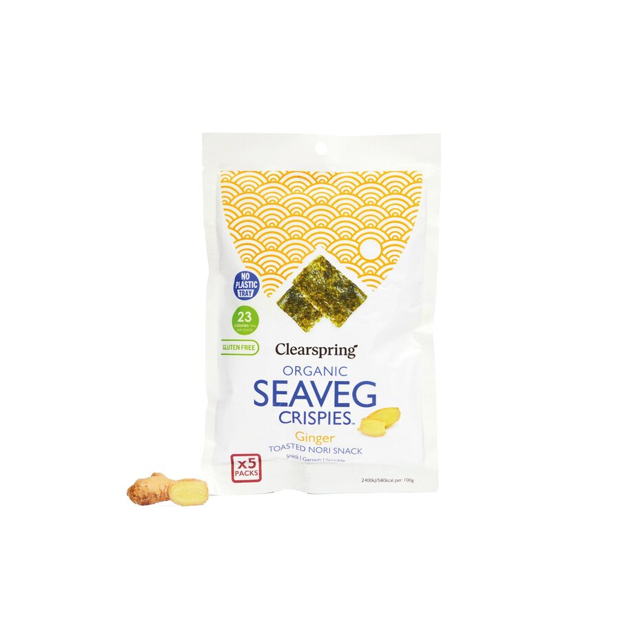 Clearspring sprø sjøgrønnsaker med Ingefær – multipakning 5 x 4 g