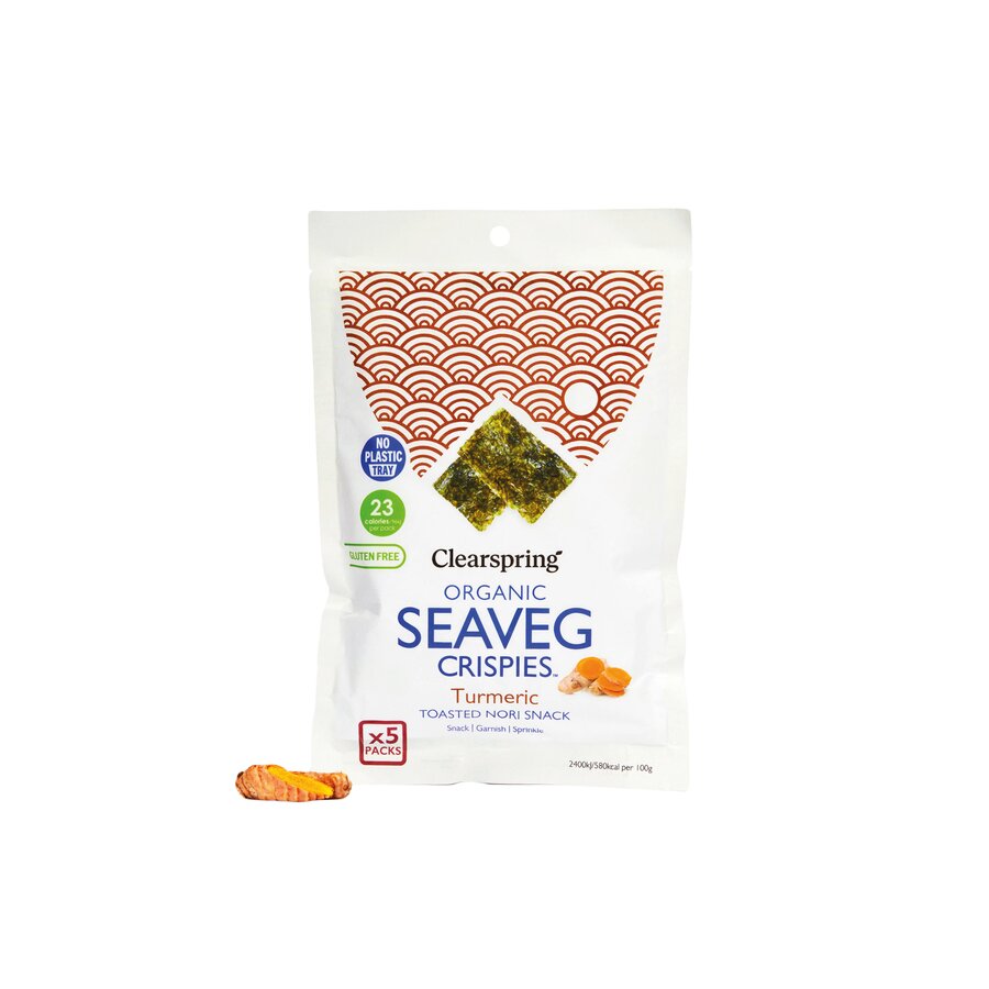 Clearspring sprø sjøgrønnsaker med Gurkemeie – multipakning 5 x 4 g