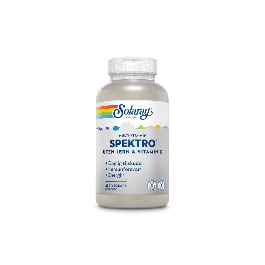 Solaray spektro uten jern & vitamin K 250 kapsler