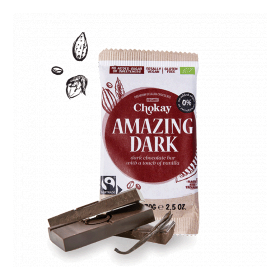 Chokay Ekstra Mørk Sjokolade med Vanilje Øko 70gr