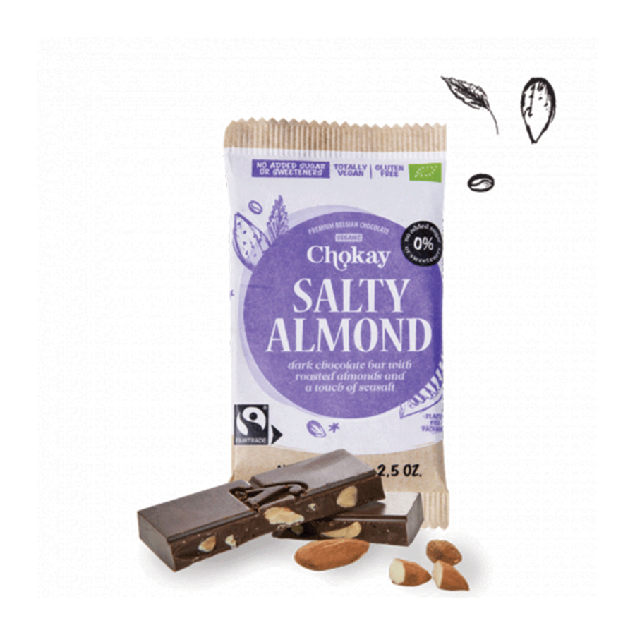 Chokay Mørk Sjokolade Mandler og Havsalt Øko 70gr