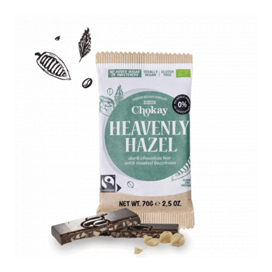 Chokay Mørk Sjokolade Vanilje og Hasselnøtter Øko 70gr