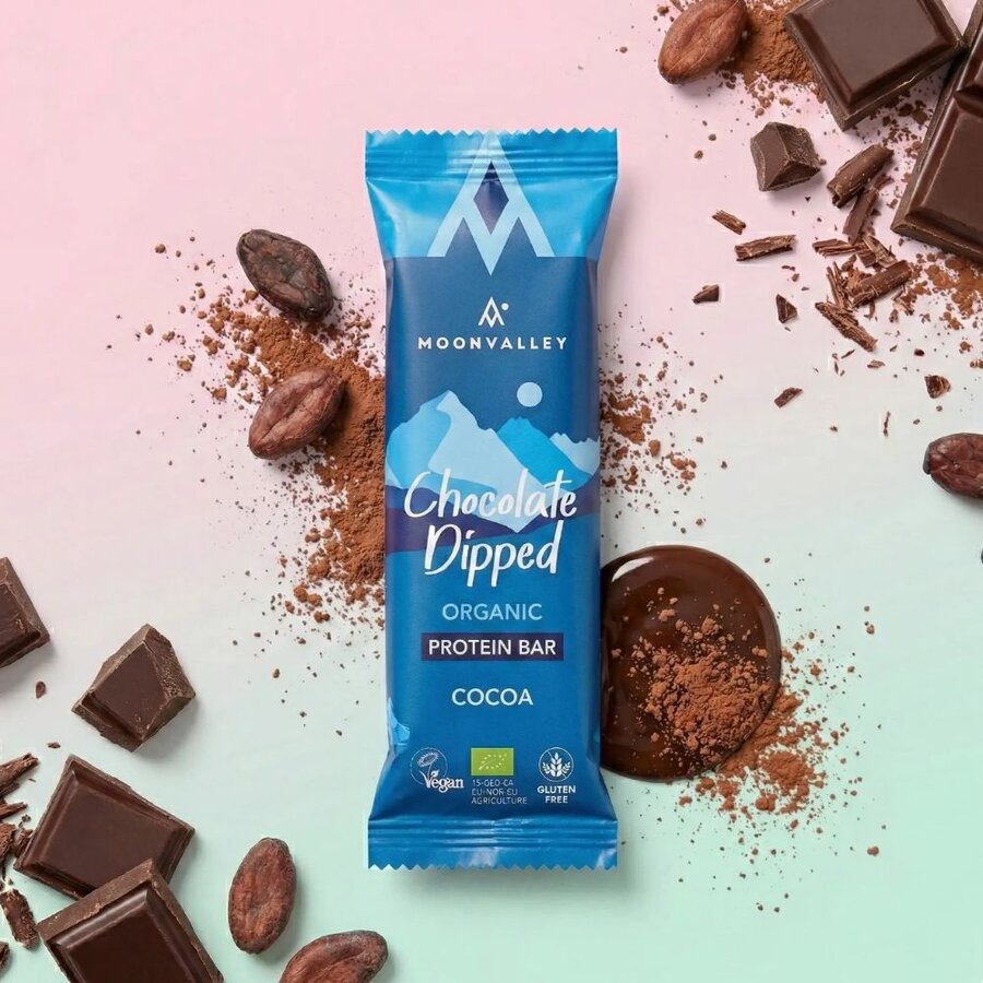 Moonvalley chocolate dipped protein bar cocoa 50 g