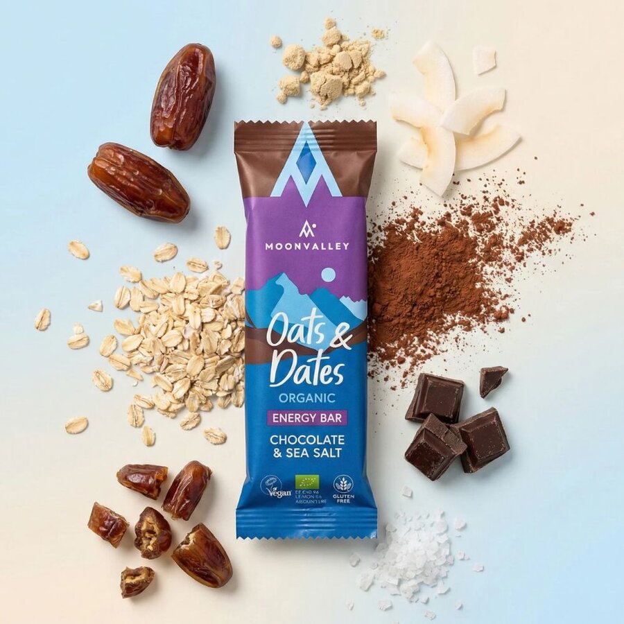 Moonvalley oats & dates energy bar chocolate & sea salt 50 g