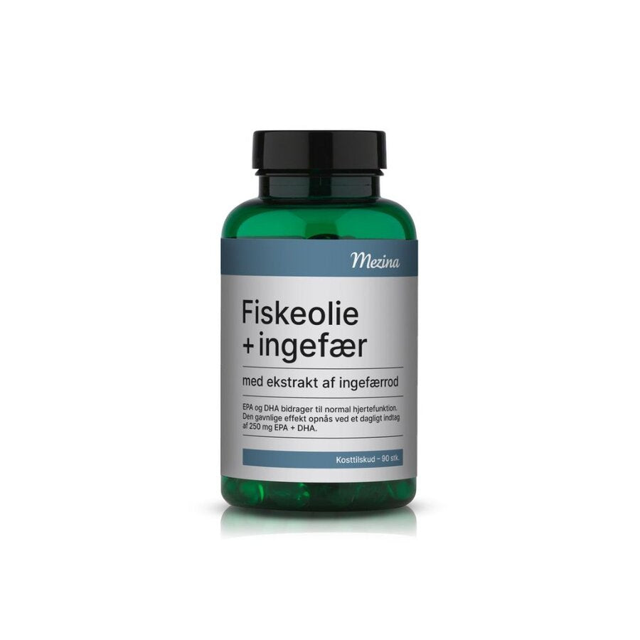 Mezina fiskeolje + ingefær 90 kapsler