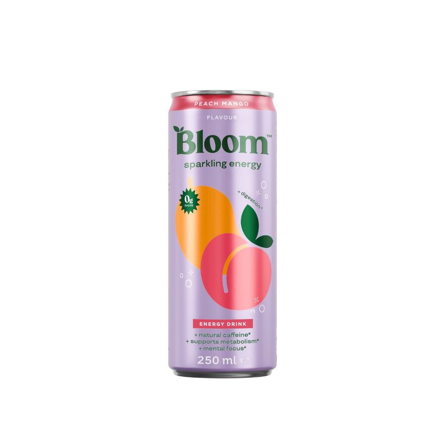 Bloom sparkling energy peach mango 250 ml