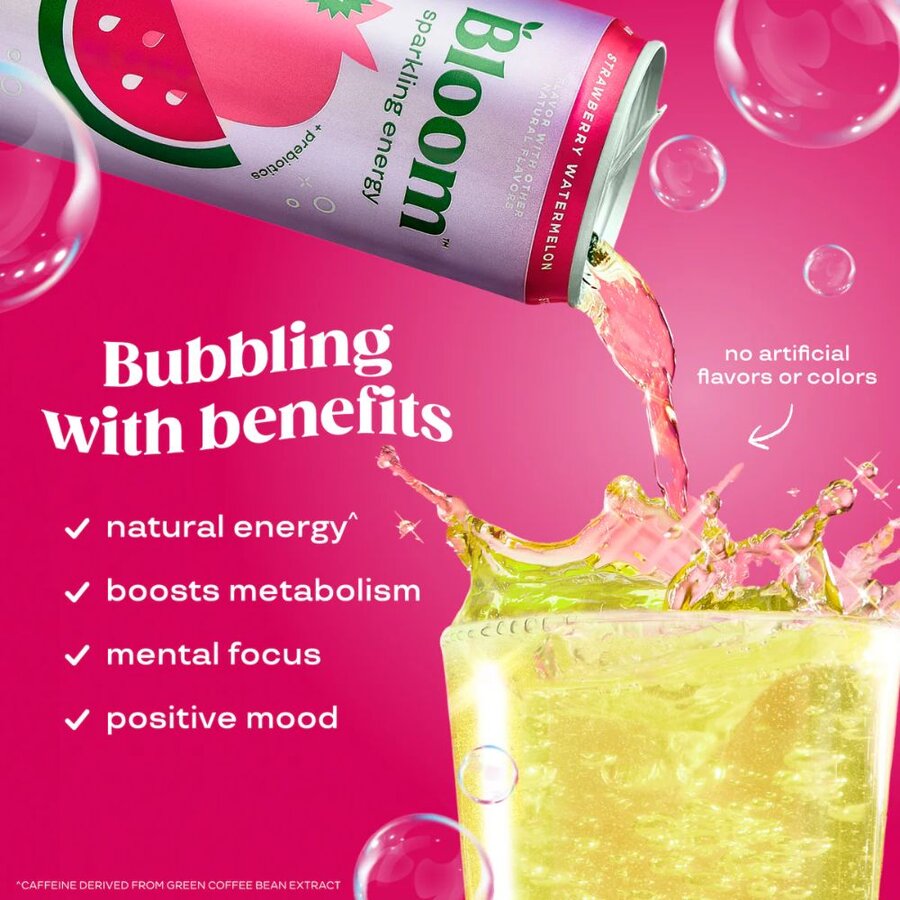 Bloom sparkling energy strawberry watermelon 250 ml