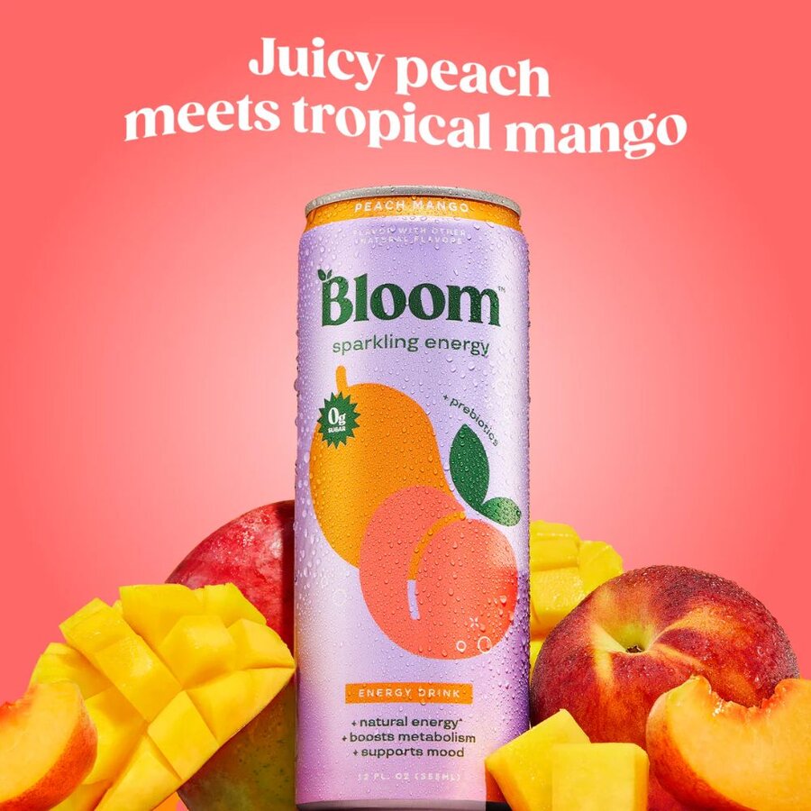 Bloom sparkling energy peach mango 250 ml