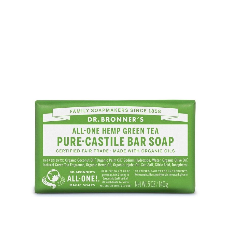 Dr Bronner pure castile såpestykke grønn te 140 g