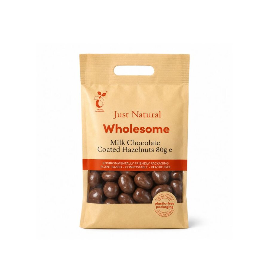 Just Natural milk chocolate coated hazelnuts 80 g