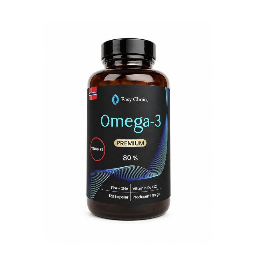 Easy Choice omega-3 premium 80% med D3 og K2 120 kap