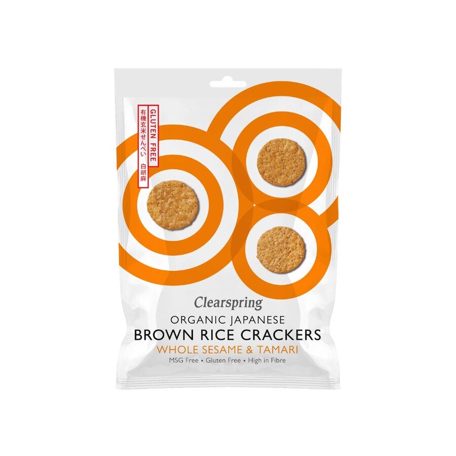 Clearspring brown rice crackers whole sesam & tamari 40 g