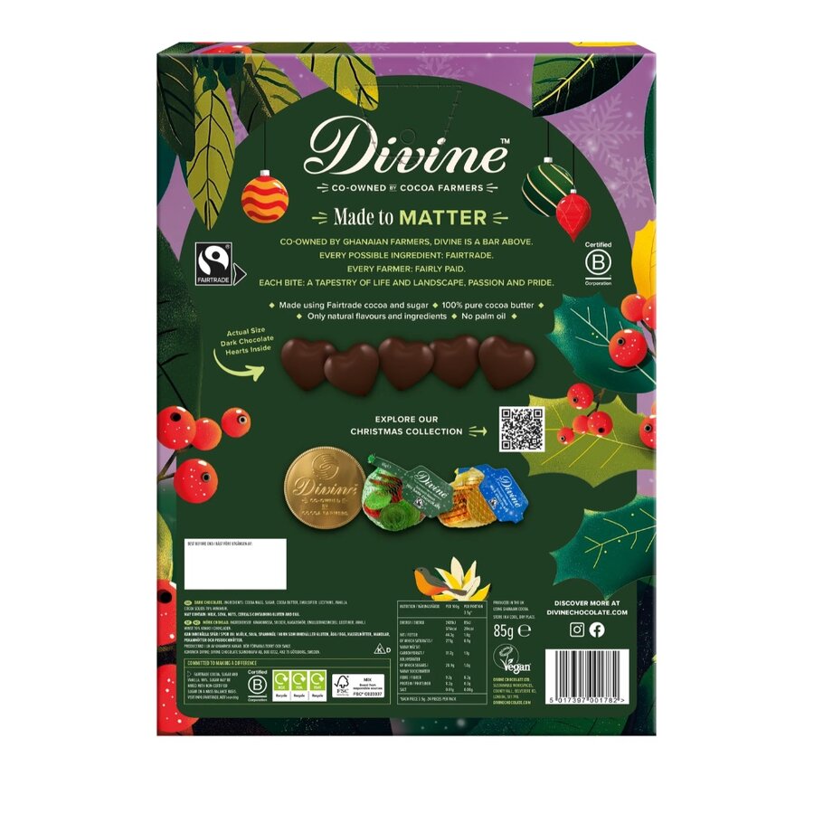 Divine vegansk julekalender mørk sjokolade 85