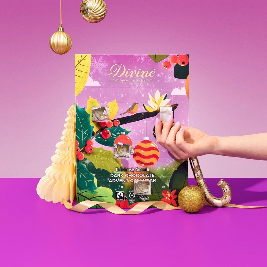 Divine vegansk julekalender mørk sjokolade 85
