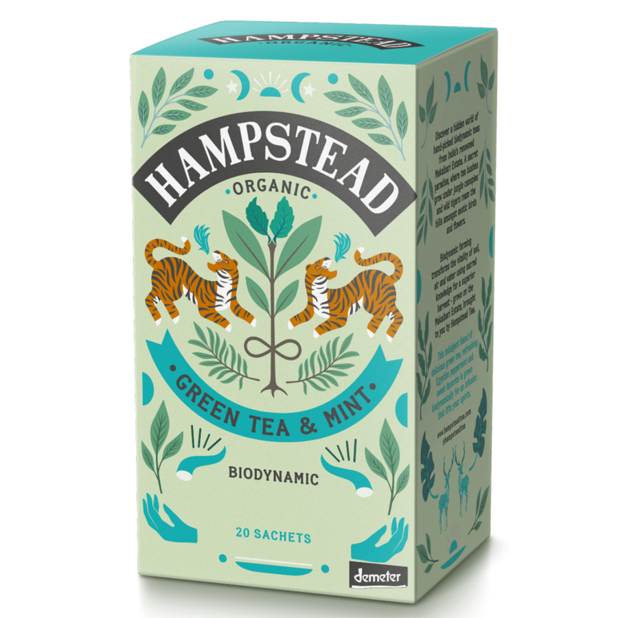 Hampstead Tea økologisk grønn te med mint 20 poser